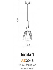 Lampa wisząca TERATA 1 z drewna i metalowej kratki - Azzardo
