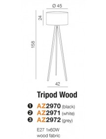 Podłogowa lampa TRIPOD WOOD z drewnianym statywem trójnożnym - Azzardo