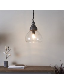 Lampa wisząca KERALA 1 z szarą drewnianą wstawką - Endon