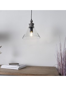 KERALA 2 szklana lampa wisząca z drewnianym elementem- Endon