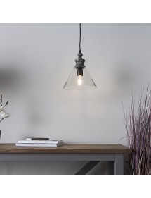 KERALA 2 szklana lampa wisząca z drewnianym elementem- Endon