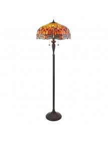 Stojąca lampa witrażowa DRAGONFLY FL klosz z ważkami - Interiors 1900