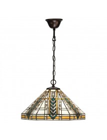 Witrażowa lampa wisząca LLOYD 1M BRASS - Interiors 1900