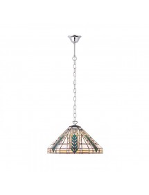 LLOYD 1M ALU witrażowa lampa wisząca ze srebrnym łańcuchem - Interiors 1900