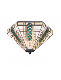 LLOYD P BRASS witrażowy plafon z trójkątnymi ściankami - Interiors 1900