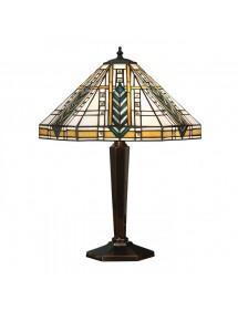 Lampa stołowa z witrażowym wzorem LLOYD TL BRASS - Interiors 1900