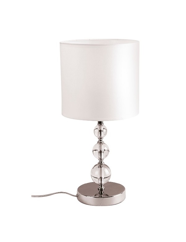 Biała lampa stołowa ELEGANCE LS z abażurem z tkaniny - Maxlight