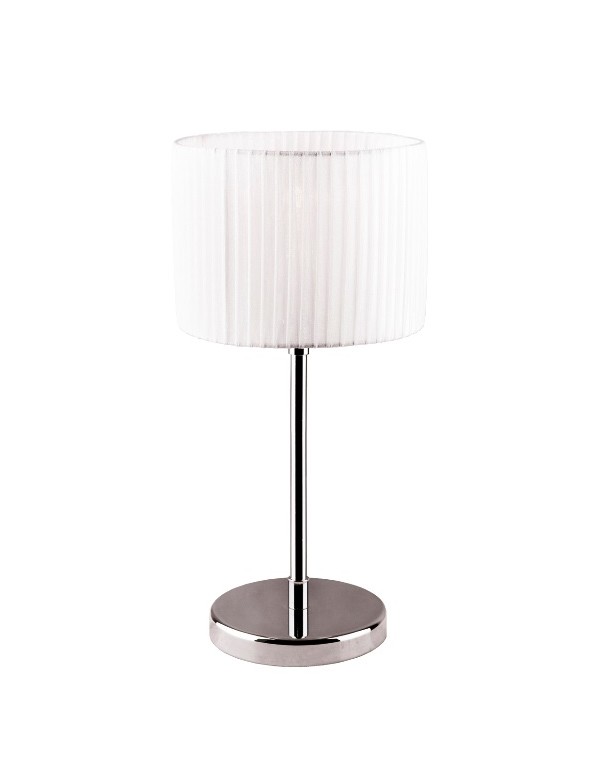 CONRAD LS chromowana lampa stołowa z białym abażurem - Maxlight