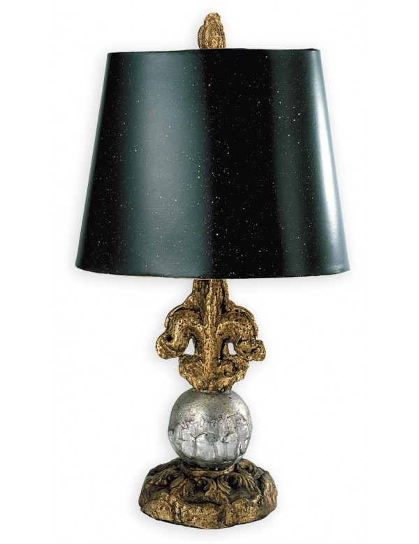 FLEUR DE LIS lampa stołowa ze srebrnymi oraz złotymi akcentami - Flambau