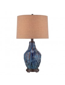 Ceramiczna lampa stołowa z materiałowym abażurem BLUEFIELD - Quoizel