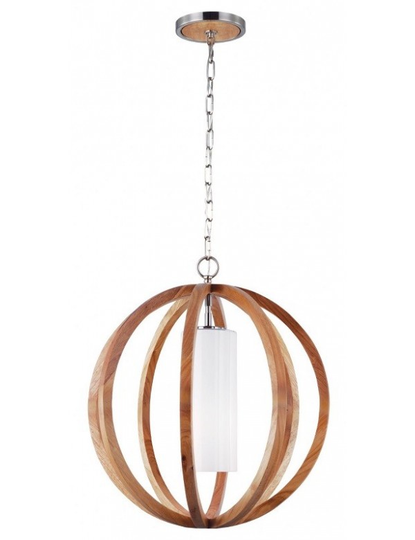 Lampa wisząca z drewna w kształcie kuli - ALLIER S - Feiss