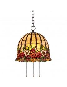 Piękna lampa witrażowa wisząca ze wzorem kwiatowym QZ/ROSECLIFFE/P - Quoizel