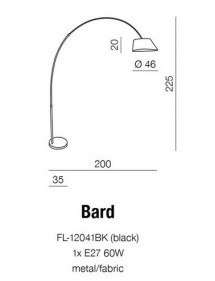 BARD lampa podłogowa, trapezowy klosz na długim pałąku - Azzardo