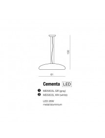CEMENTA - płaska aluminiowa lampa wisząca led - Azzardo
