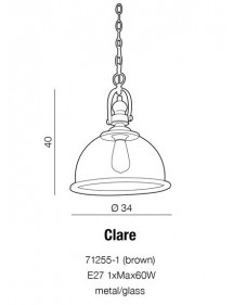 CLARE dostojna lampa wisząca z przeźroczystym kloszem - Azzardo