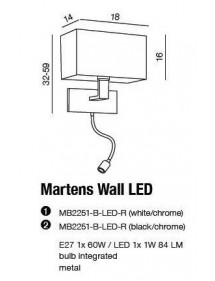 MARTENS WALL LED z dodatkową lampką do czytania - Azzardo