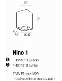 NINO 1 pojedynczy plafon natynkowy z zaokrąglonymi narożnikami - Azzardo