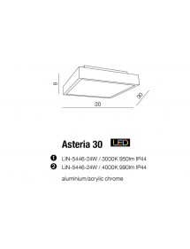 Plafon łazienkowy ASTERIA 30 w kształcie kwadratu - Azzardo
