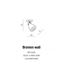 BREMEN WALL ruchomy kinkiet z betonowym kloszem - Azzardo