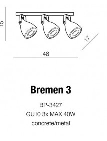 BREMEN 3 potrójny plafon z reflektorami kierunkowymi - Azzardo