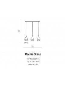 CECILIA 3 LINE trzy klosze na wspólnej belce - Azzardo