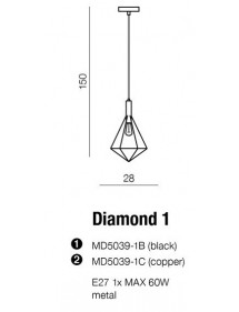 DIAMOND 1 delikatna lampa wisząca o drucianej konstrukcji - Azzardo