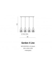 GORDON 4 LINE poczwórna ozdobna lampa wisząca - Azzardo