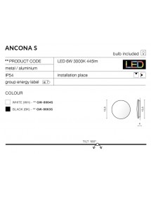 ANCONA S - minimalistyczny kinkiet ścienny LED - Azzardo