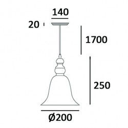 Wiszący szklany klosz w kształcie dzwonu PARIS 1 oprawa sufitowa - Cosmo Light