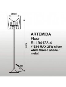 Lampa podłogowa ARTEMIDA LP z abażurem z gęstych pionowych nitek - Zuma Line