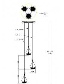 PERLE 3 lampa wisząca z trzema kloszami w kształcie kropli - Zuma Line