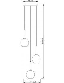 MONIC 3B potrójna lampa wisząca - biała, miedź lub chrom - Zuma Line