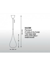 Pojedyncza lampa pokojowa NAOMI 1S szklany biały klosz - Zuma Line